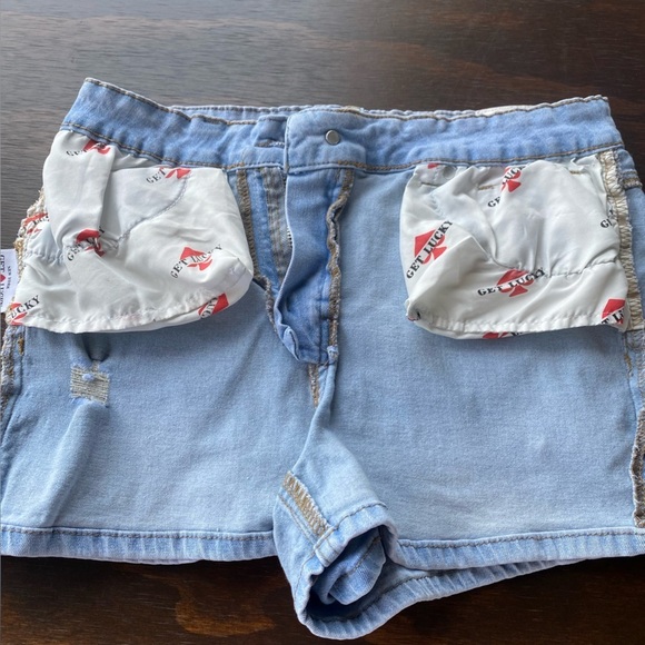 Lucky Brand Blue Denim Jean Shorts Distressed Casual - Picture 11 of 11